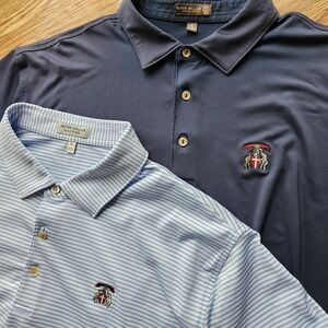 2 Peter Millar North Star Polo Shirt Mens Large Performance Golf Blue Scope Navy